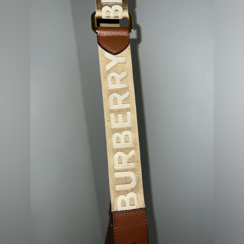Burberry Tan Leather Bag with Check Accent
